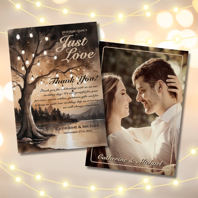 String Lights On Tree Romantic Country Wedding  Thank You Card (Creator Uploaded)