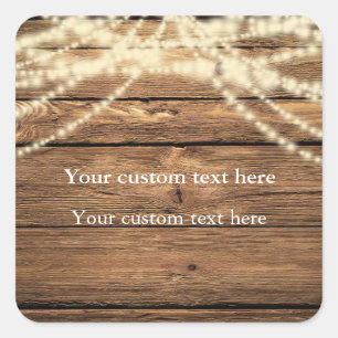 String Lights on Wood Rustic Elegant Sticker Favou