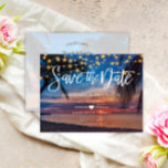 String Lights Palm Beach Wedding Save the Date Announcement Postcard<br><div class="desc">Announce your upcoming nuptials in style with this Custom String Lights Palm Beach Wedding Save the Date Announcement Postcard. This elegant postcard features a beautiful depiction of string lights against a Palm Beach backdrop, setting the right mood for your destination wedding. The postcard provides a customisable option for personalising your...</div>