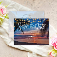 String Lights Palm Beach Wedding Save the Date