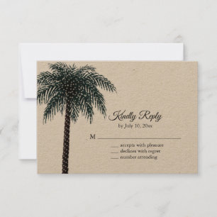 String Lights Palm Tree RSVP on Kraft Paper
