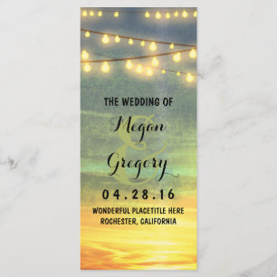 String Lights Palms Beach Sunset Wedding Programs