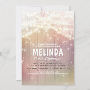 String Lights Pastel Rustic Barn Bridal Shower Invitation