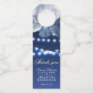 String lights Personalised Blue Wedding Thank you Bottle Tag