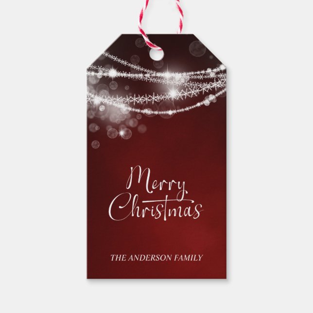String Lights Red Christmas Gift Tags (Front)