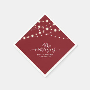 String Lights   Ruby Red 40th Wedding Anniversary Napkin