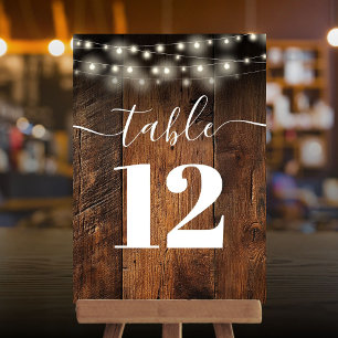 String Lights Rustic Barn Wood Boho Table Number