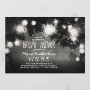 string lights rustic bridal shower invitation