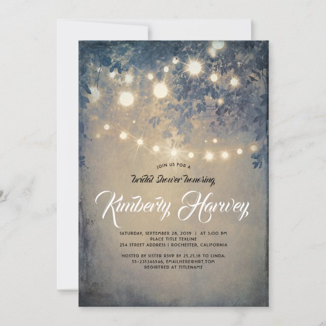 String Lights Rustic Country Dreamy Bridal Shower Invitation (Front)