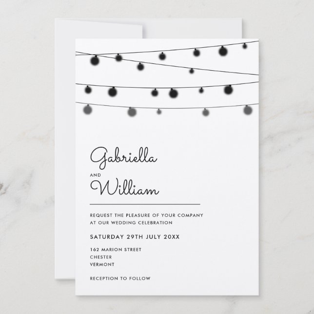 String Lights Rustic Wedding Invitation (Front)
