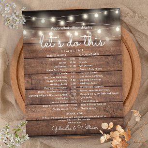 String Lights Rustic Wedding Schedule Timeline
