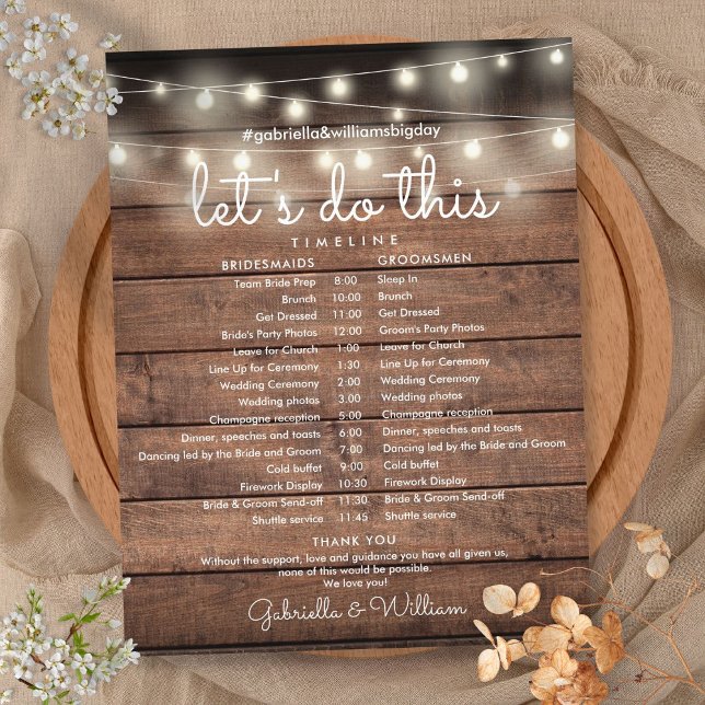 String Lights Rustic Wedding Schedule Timeline (String Lights Rustic Wedding Schedule Timeline)