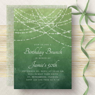 String Lights Sage Green Birthday Brunch Invitation