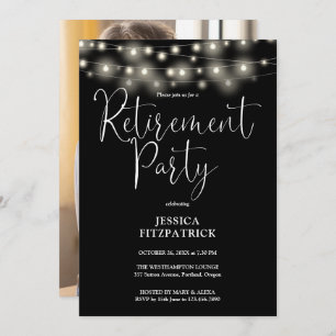 String Lights Script Photo Retirement Party Invitation