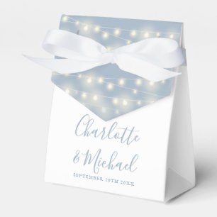 String Lights Signature Script Dusty Blue Wedding  Favour Box