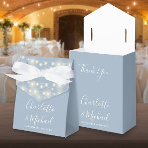 String Lights Signature Script Dusty Blue Wedding Favour Box