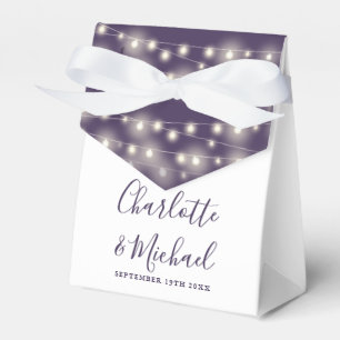 String Lights Signature Script Purple Wedding  Favour Box