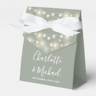 String Lights Signature Script Sage Green Wedding Favour Box