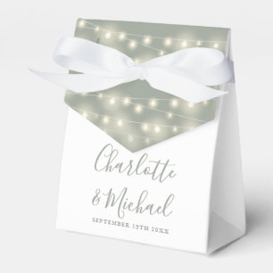 String Lights Signature Script Sage Green Wedding  Favour Box