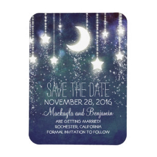 String Lights Stars and Moon Save The Date Magnet