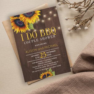 String lights sunflowers i do bbq couple shower invitation
