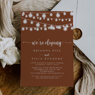 String Lights Terracotta Elopement Reception  Invitation