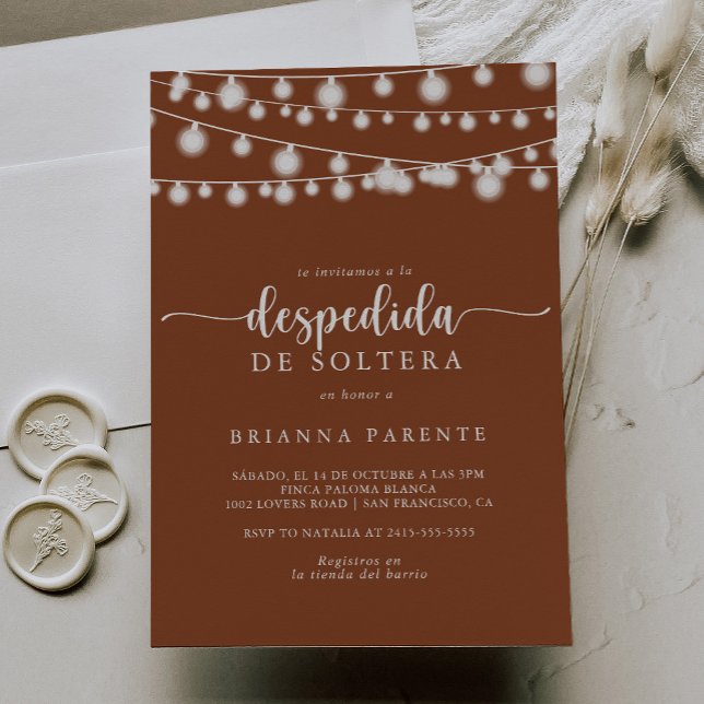 String Lights Terracotta Spanish Bridal Shower  Invitation (Creator Uploaded)