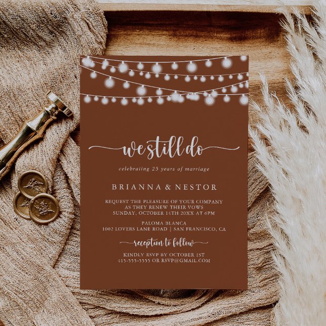String Lights Terracotta We Still Do Vow Renewal   Invitation (Creator Uploaded)