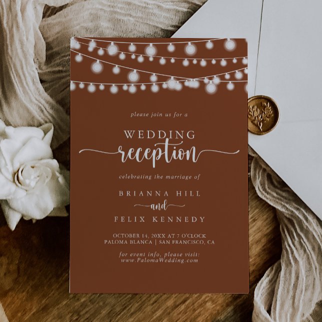 String Lights Terracotta Wedding Reception   Invitation (Creator Uploaded)