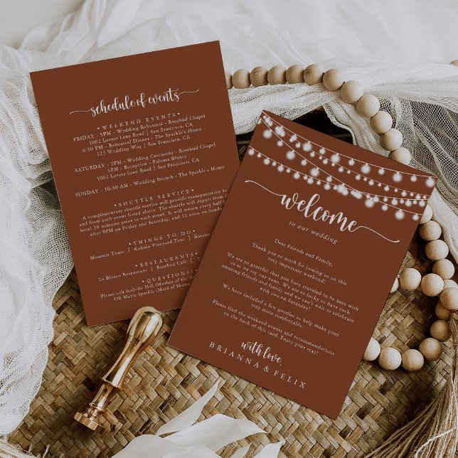 String Lights Terracotta Wedding Welcome Letter (Creator Uploaded)