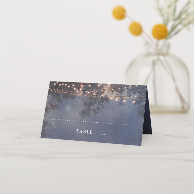 String Lights Tree Branches Rustic Place Card (Front)