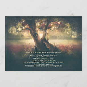 String Lights Tree - Carved Heart Bridal Shower Invitation