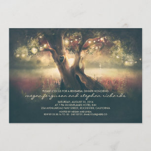 String Lights Tree - Carved Heart Rehearsal Dinner Invitation