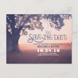 String lights tree enchanted save the date announcement postcard