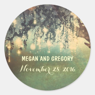 String Lights Tree Outdoor Wedding Classic Round Sticker