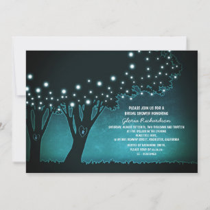 String lights tree rustic bridal shower invitation