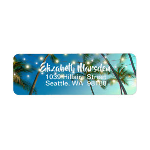 String Lights Tropical Beach Return Address Label