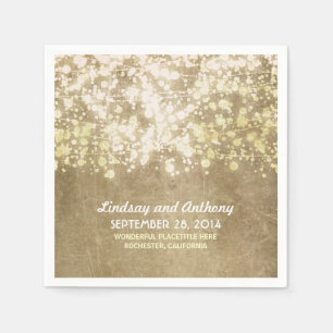 String lights vintage golden glitter paper napkins