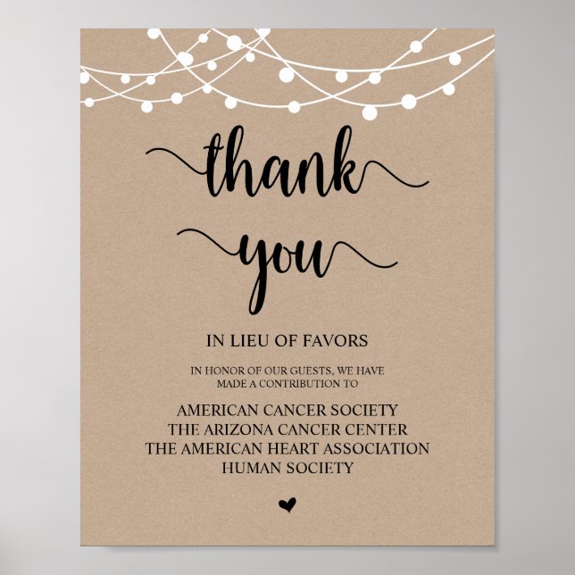 String Lights, Wedding Donation, Contribution Poster (Front)