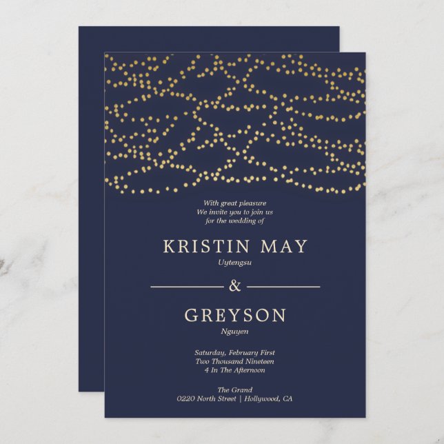 String Lights Wedding Invitation (Front/Back)