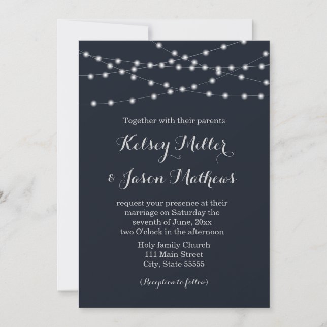 String lights wedding invitation (Front)