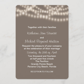 String Lights Wedding Invitation in Taupe