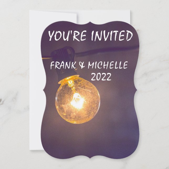 STRING LIGHTS WEDDING INVITATIONS CUSTOM (Front)