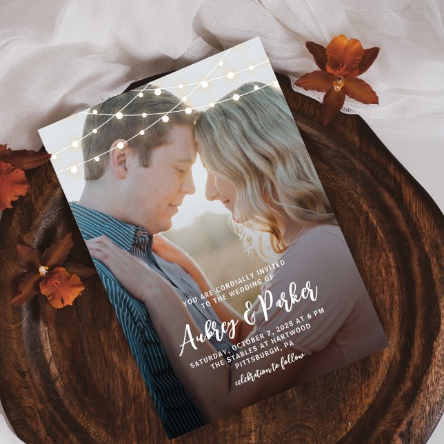String Lights Wedding Photo Invitation (Creator Uploaded)