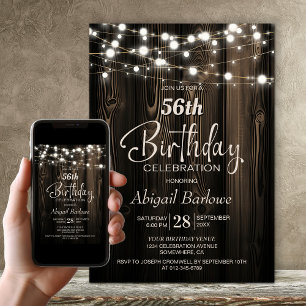 String Lights Wood Birthday Party Invitation