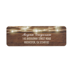 String Lights Wood Rustic Return Address Label