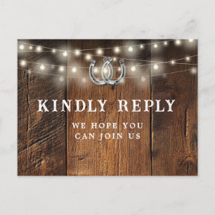 String Lights Wood Song Request RSVP Postcard