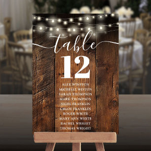 String Lights Wood Table Number Seating Chart