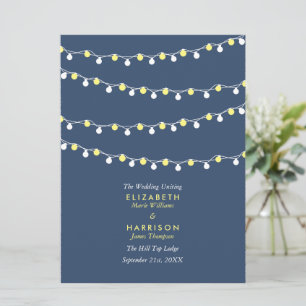 String Lights, Yellow & White Wedding Programme Program
