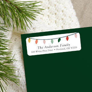 String of Christmas Light Bulbs Return Address Label
